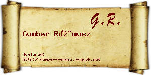 Gumber Rémusz névjegykártya